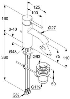 Смеситель для раковины Kludi Bozz хром 382630576
